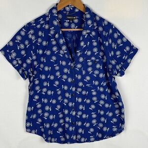 NWOT Toad&Co Women Short Sleeve Button Org. Cotton Camp Shirt Sz L Breathable